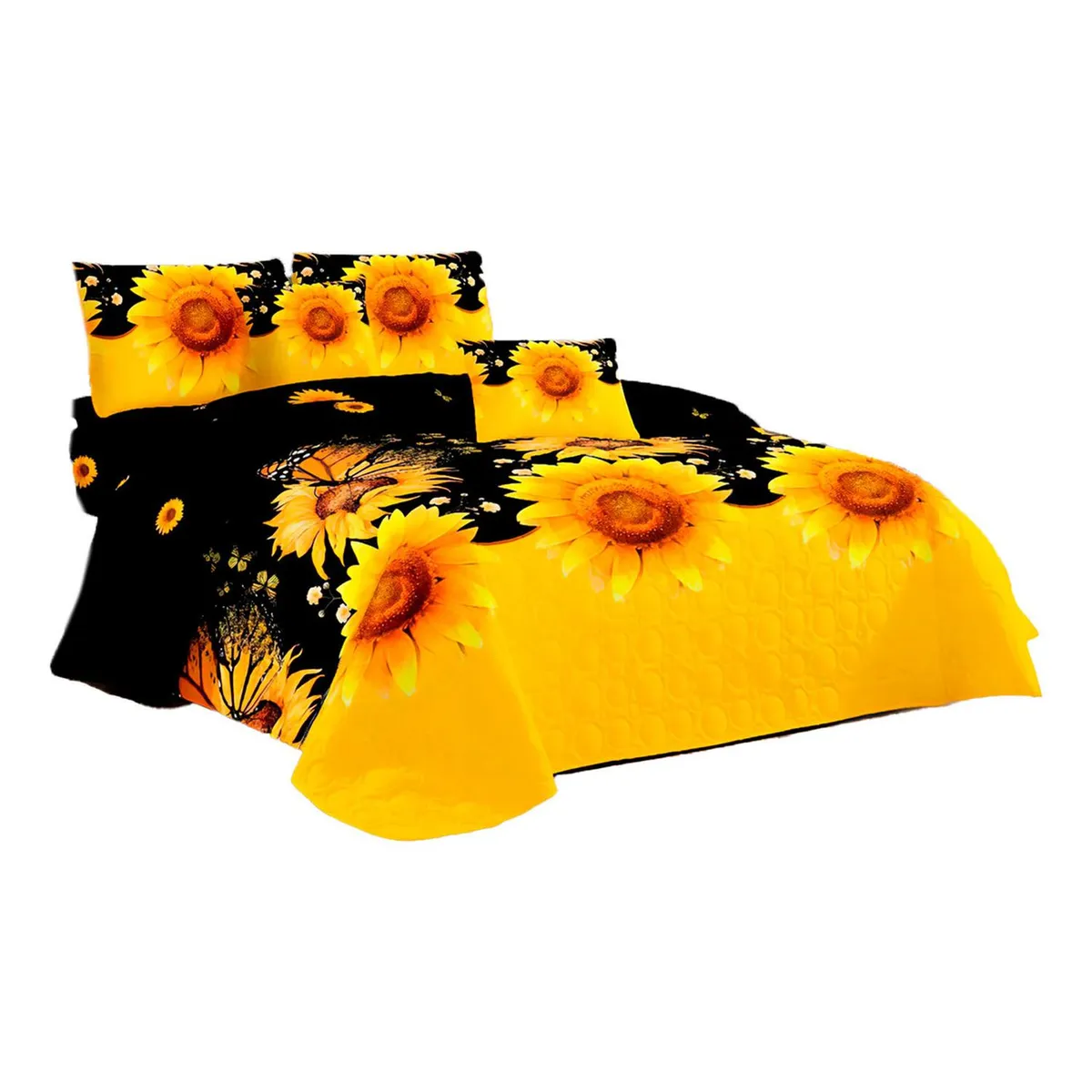 GENERICO - Cubre Cama King Quilt 2.5 Plazas Estampado Girasol 650