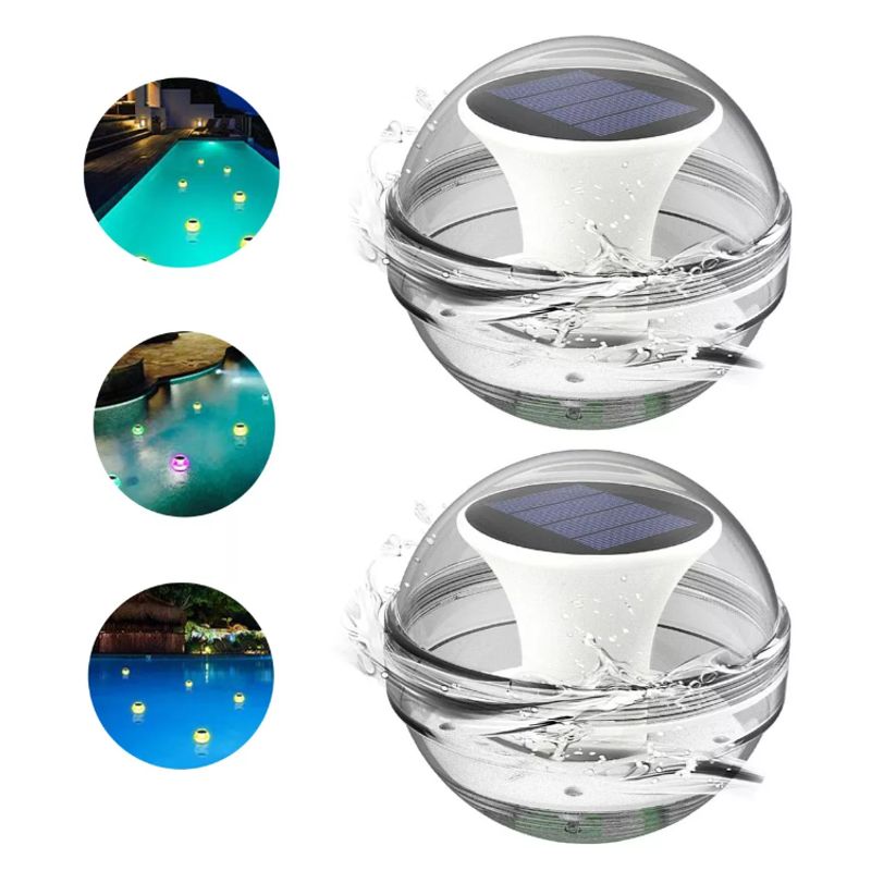 KUANGYE - Pack 2 Luces Led Piscina Flotantes Rgb Led Carga Solar