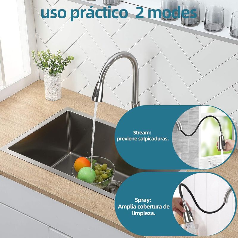 GENERICO - Llave Lavaplatos Grifo Cocina Monomando Giratorio Extensible