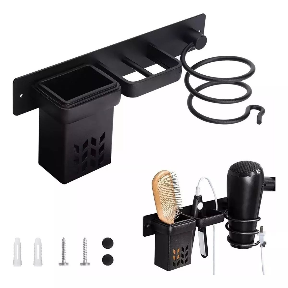 KUANGYE - Soporte De Secador De Pelo Montado En La Pared Para Baño