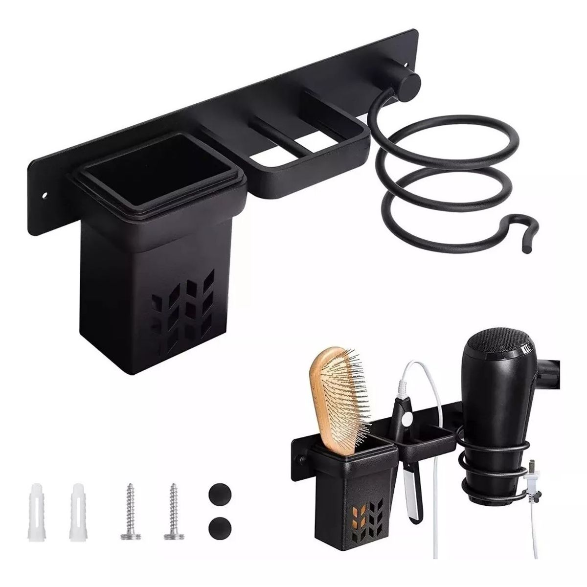 KUANGYE - Soporte De Secador De Pelo Montado En La Pared Para Baño