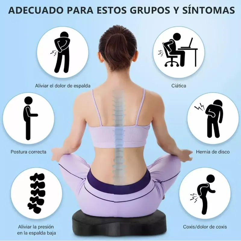 KUANGYE Cojin Lumbar Y Asiento Para Coxis y Ciatica LumbarAzul