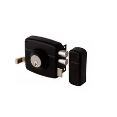 GENERICO - Chapa Cerradura Sobreponer Doble Cerrojo Seguridad Negro