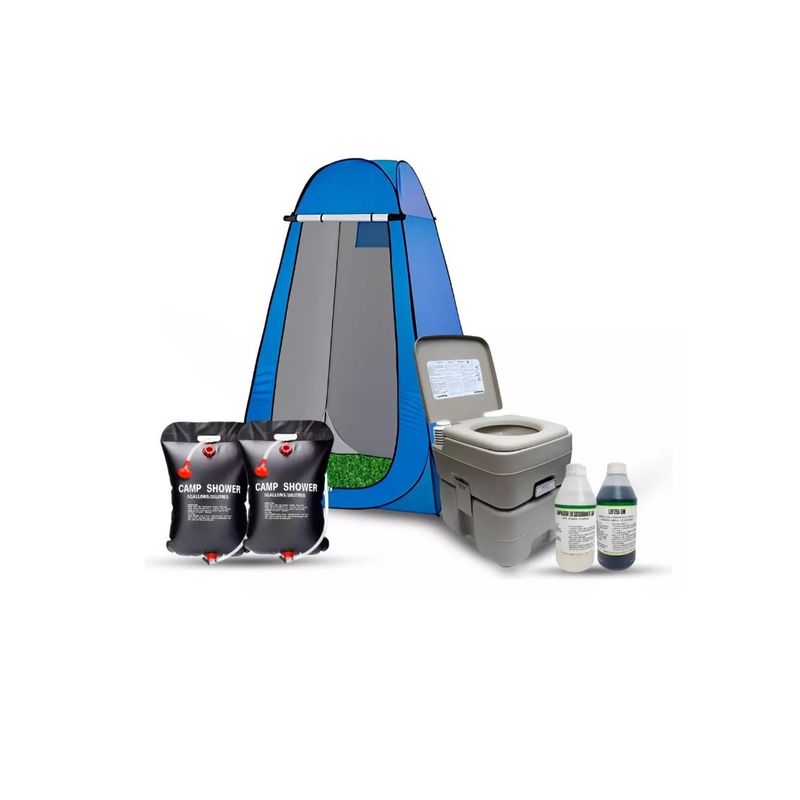 GENERICO - Baño Químico 20 Litros + Carpa Vestidor + Ducha 40 L Kit