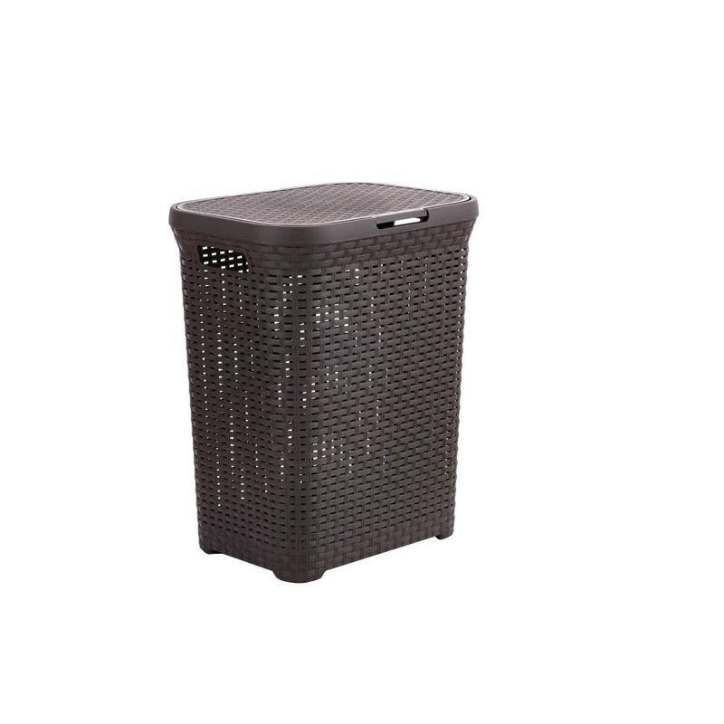 GENERICO - Cesto Canasto Para Ropa Ratan 60 Litros Con Tapa Marron