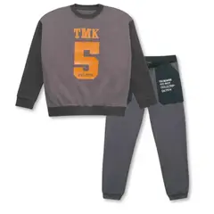 TEDMIMAK - Set 2 piezas Conjunto Buzo Polerón Niño 2a5 años 100% Algodón Gris TMK