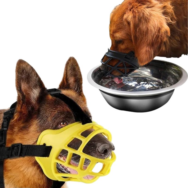 GENERICO - Bozal Para Perros De Goma - Talla 2 - Color Amarillo