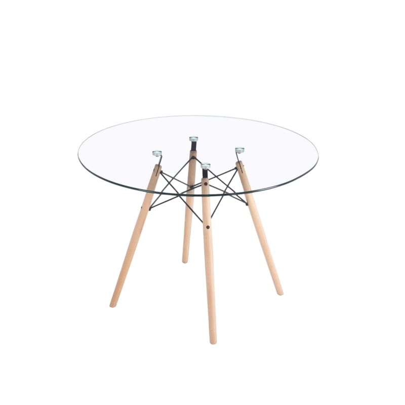 OH MI HOGAR - Mesa Redonda de Vidrio 80cm Diámetro Eames
