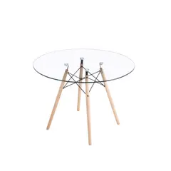 OH MI HOGAR - Mesa Redonda de Vidrio 80cm Diámetro Eames