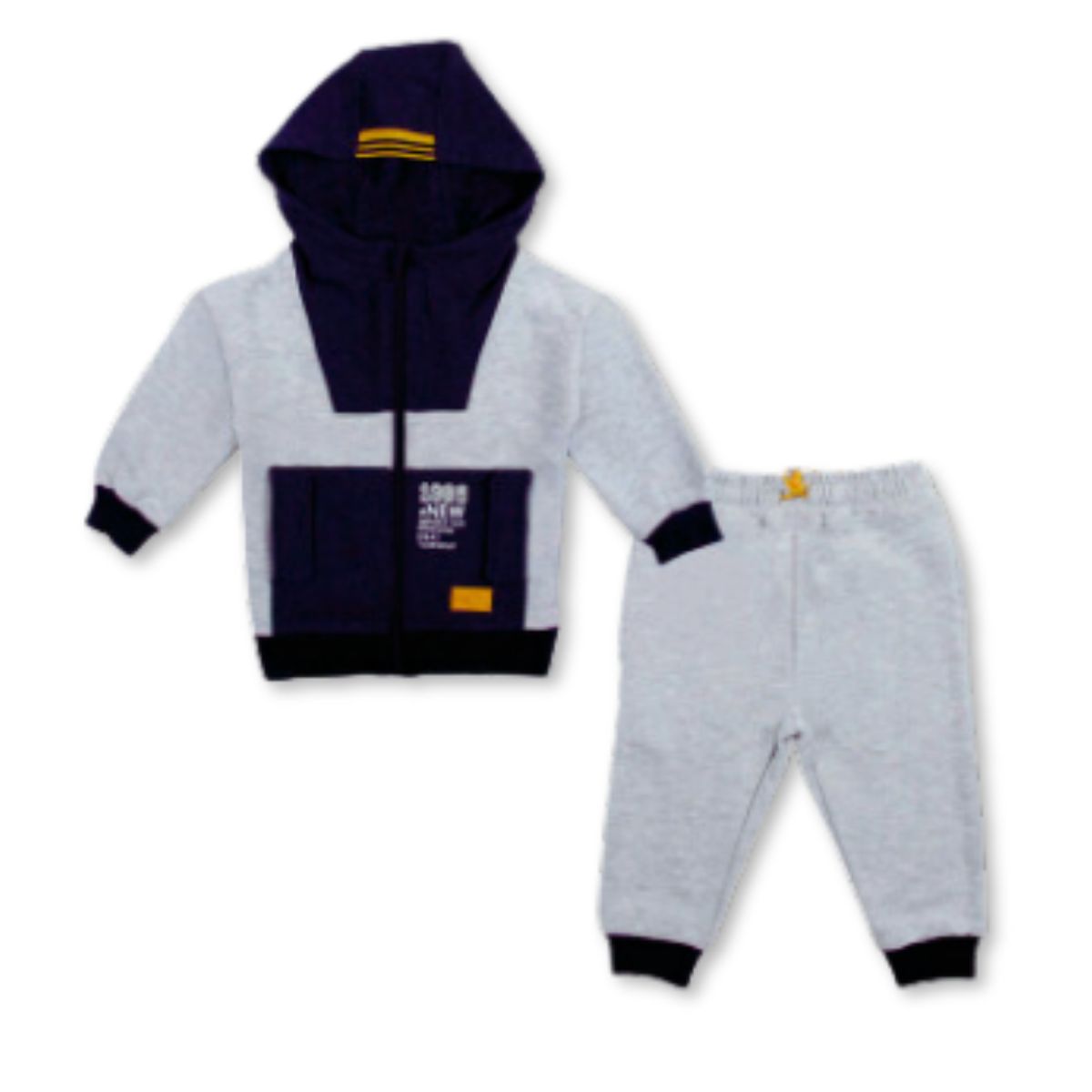 TEDMIMAK - Set 2 piezas Conjunto Buzo Polerón Niño 100% Algodón Gris claro