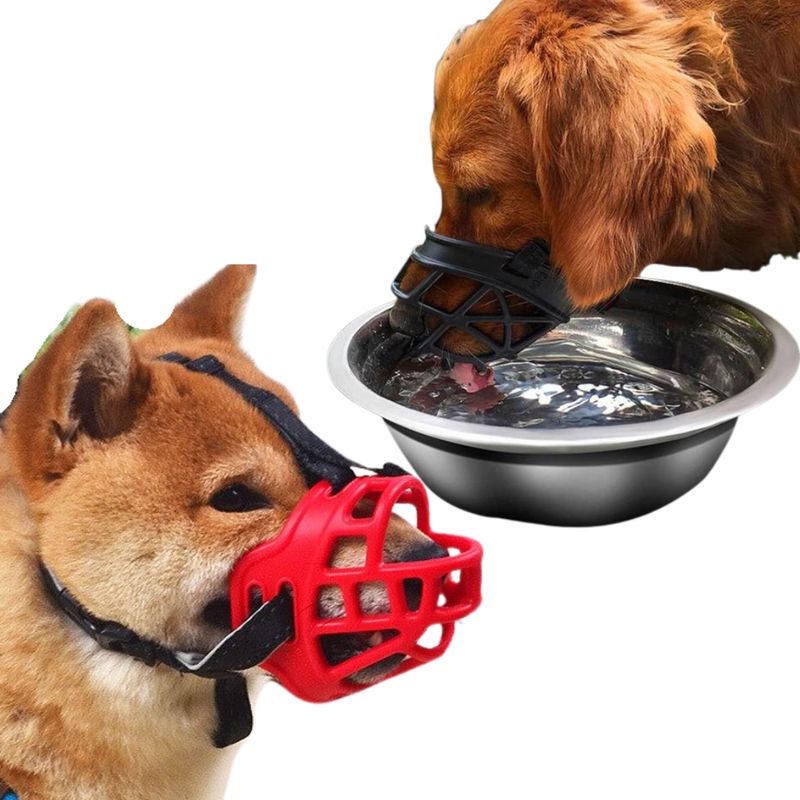 GENERICO - Bozal Para Perros De Goma - Talla 1 - Color Rojo