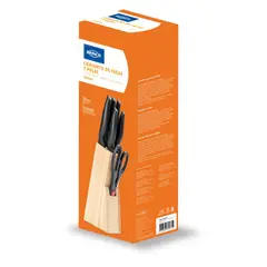 BRINOX - Set De 5 Cuchillos En Acero Inoxidable Con Taco Cross