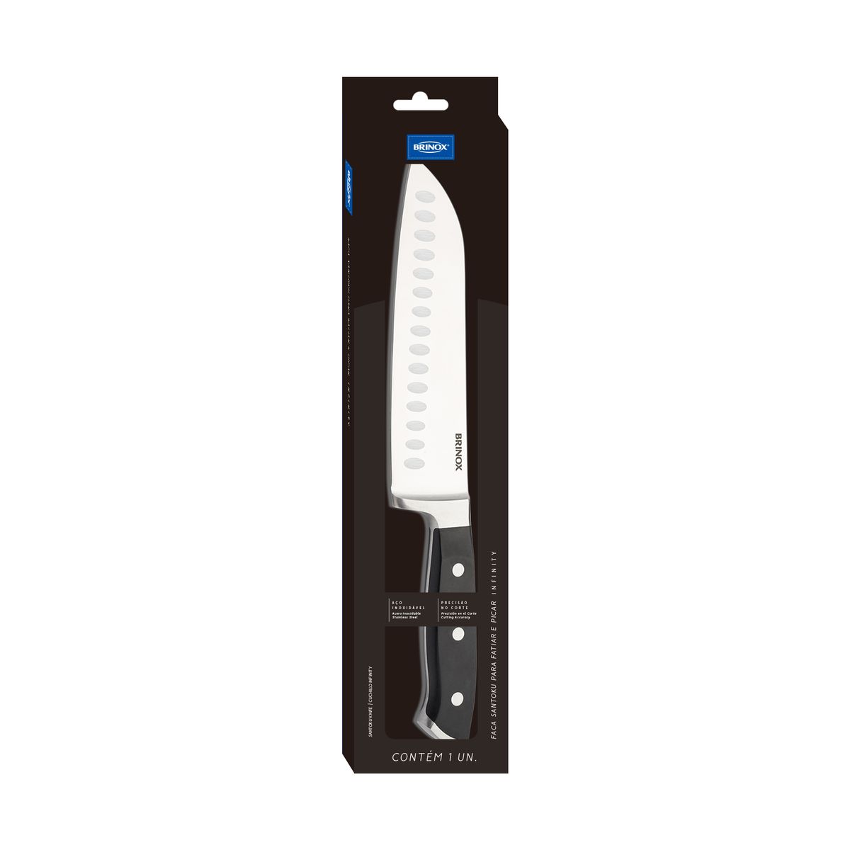BRINOX - Cuchillo Santoku Brinox Infinity 18cm Acero Inoxidable Negro