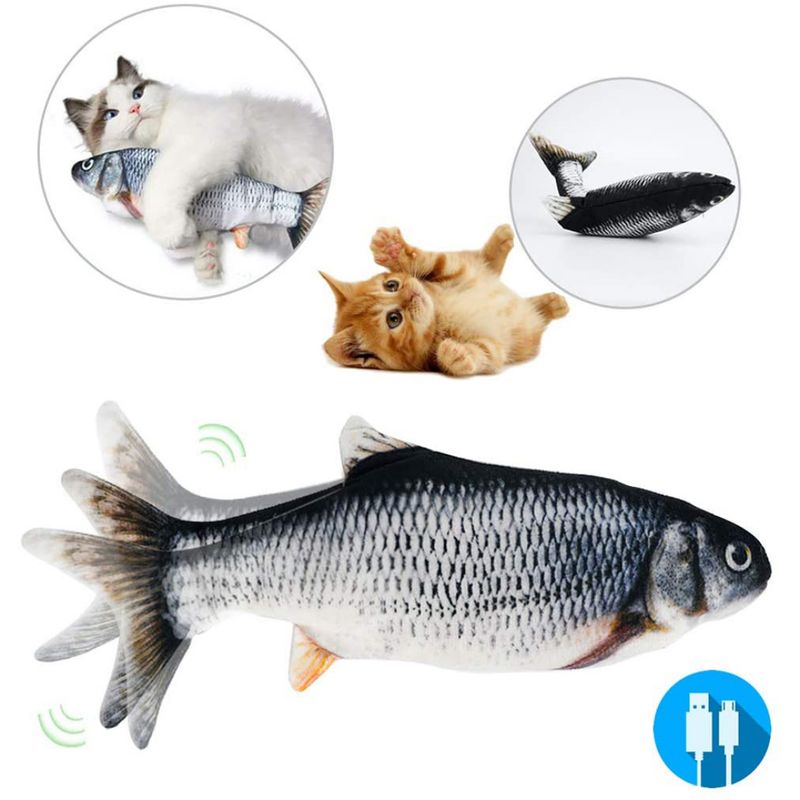 GENERICO - Juguete Para Gatos Pez Electrico Carga Usb + Catnip