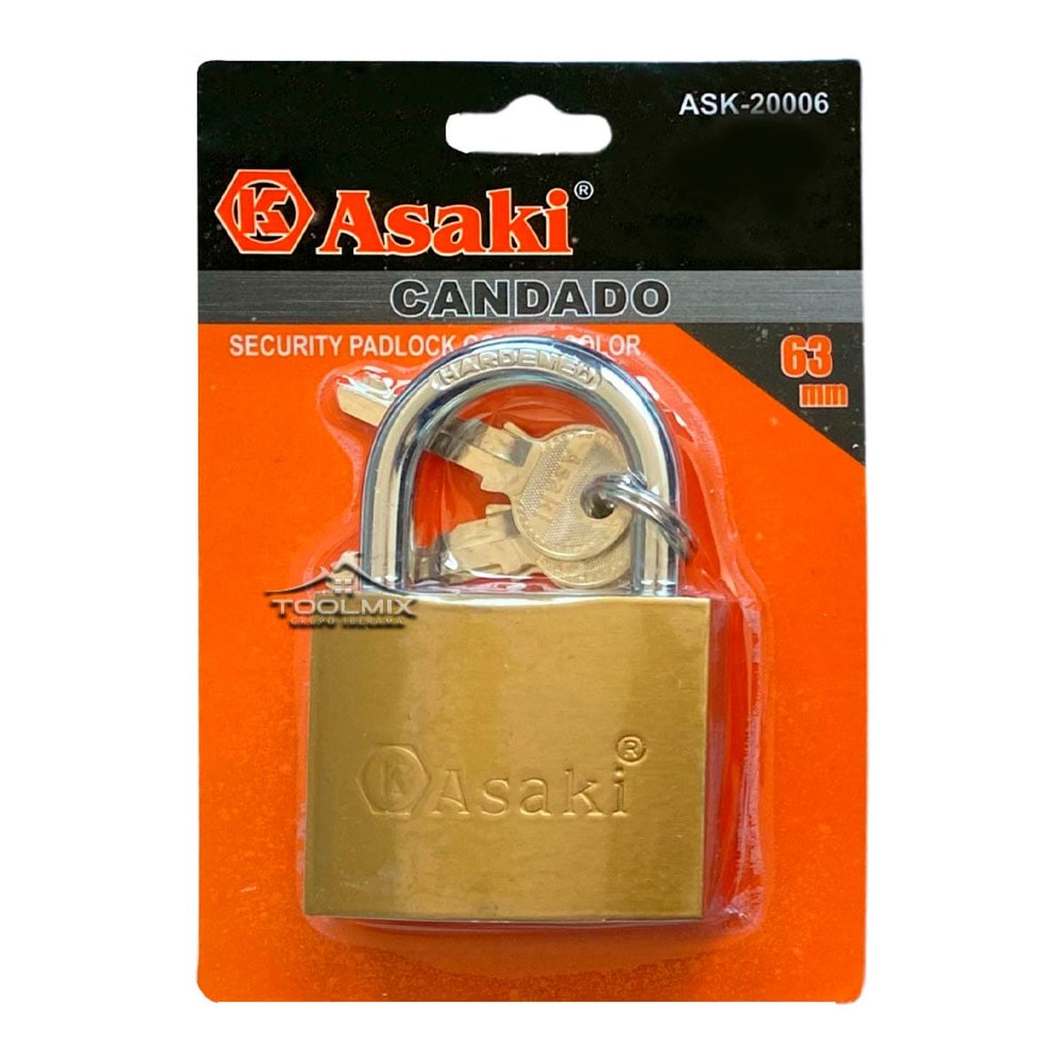 GENERICO - Candado De Seguridad Profesional 63mm Acero 3 Llaves Asaki