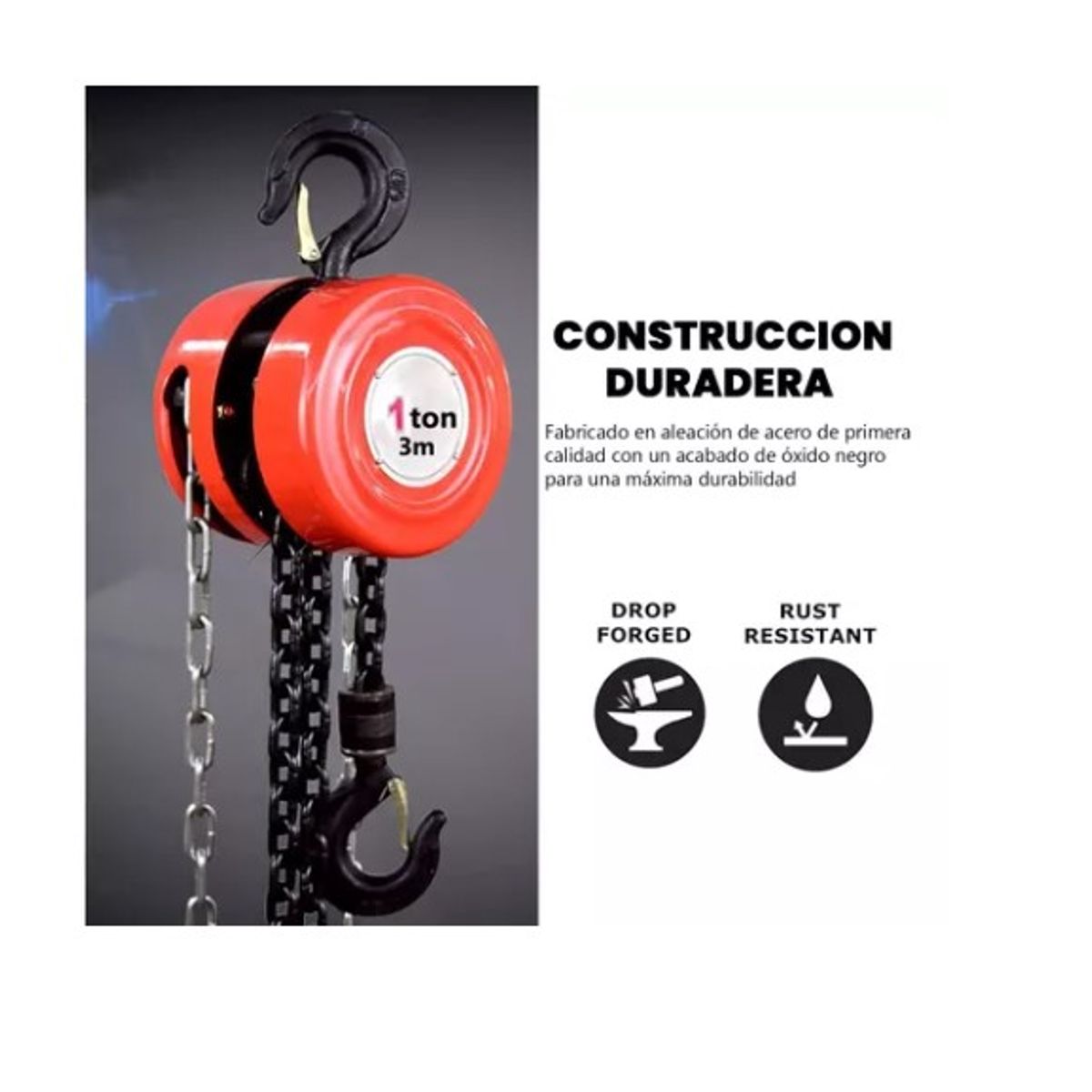 OFERTABKN - Tecle Polipasto Manual Con Cadena 3 Toneladas X3 Metros