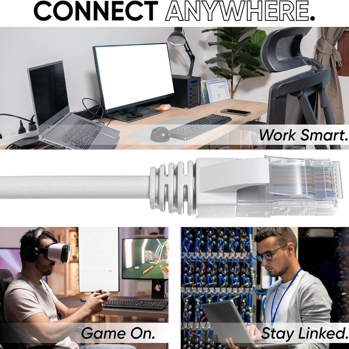 IRM - Cable de red cat 5 de 10 metros rj45 Gris