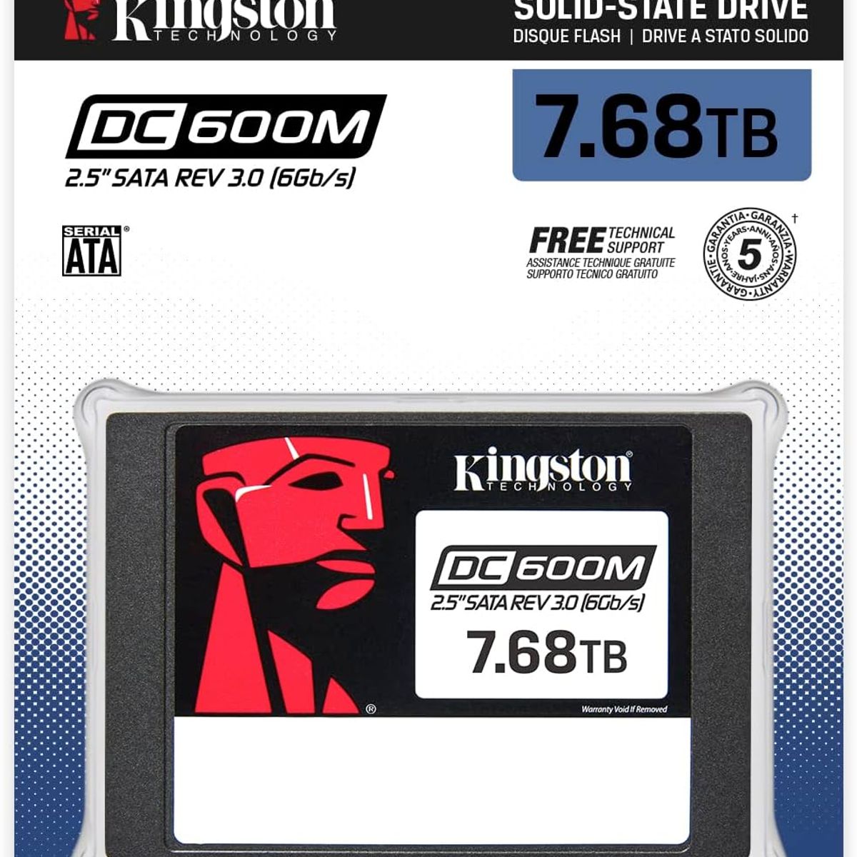 KINGSTON - Disco SSD Kingston Data Center Enterprise DC600M 7.68TB 2.5" - Negro