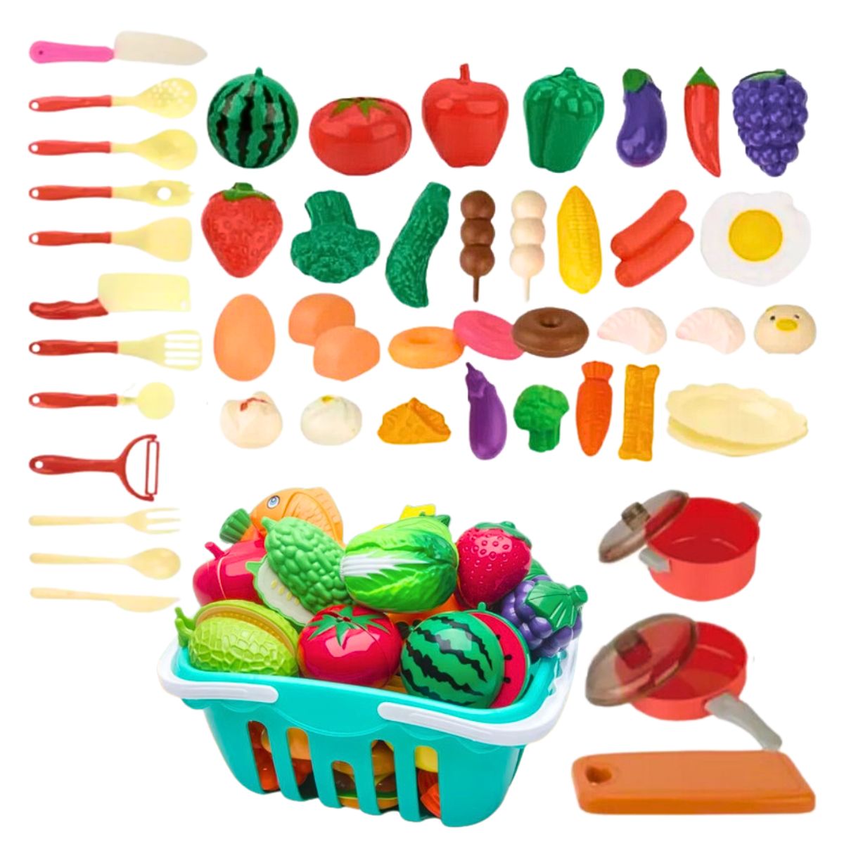 GENERICO - Canasto Diy De Frutas Y Verduras De Juguete 50 Piezas