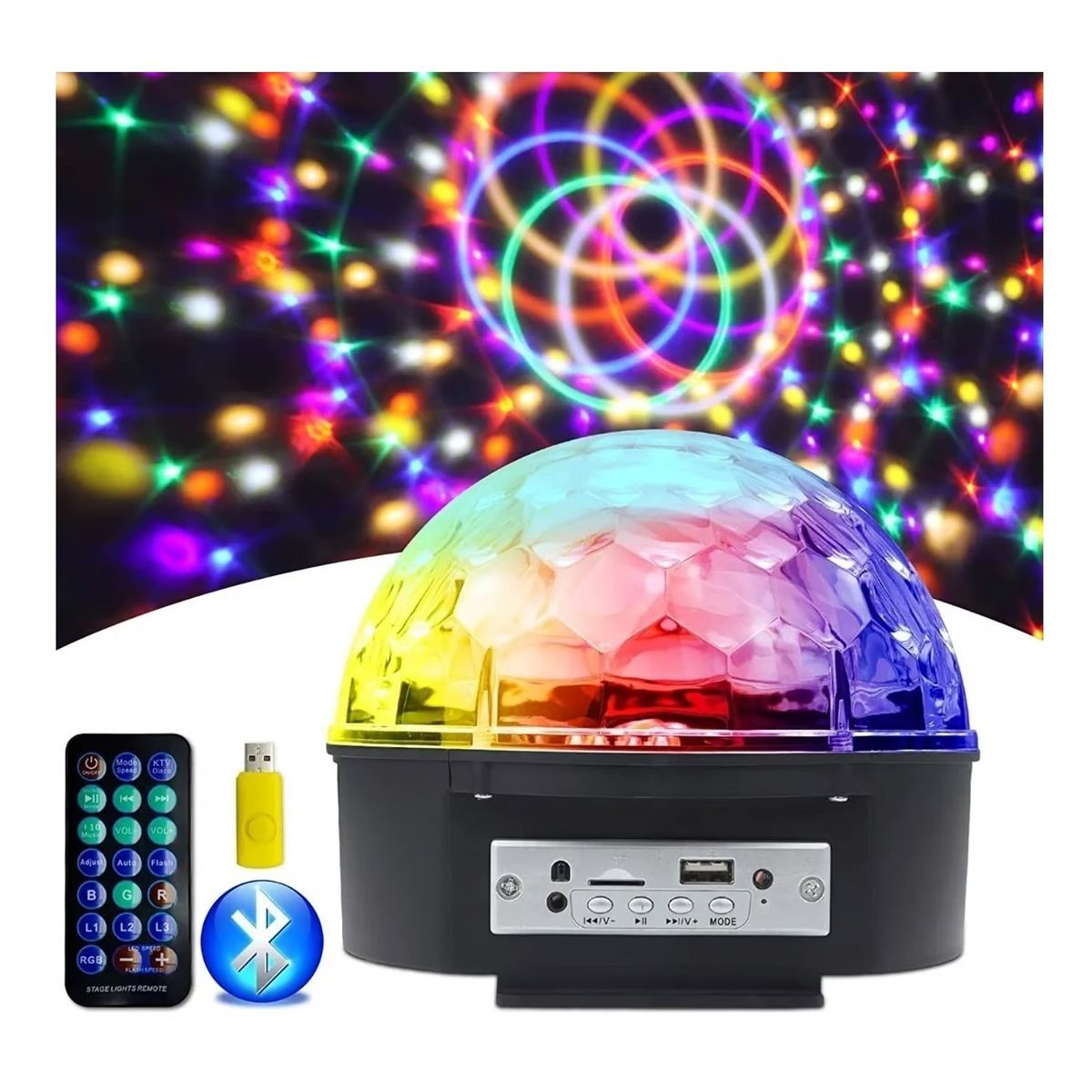 GENERICO - Bola Disco Led Bluetooth Ritmica Con Parlantes Fiestas