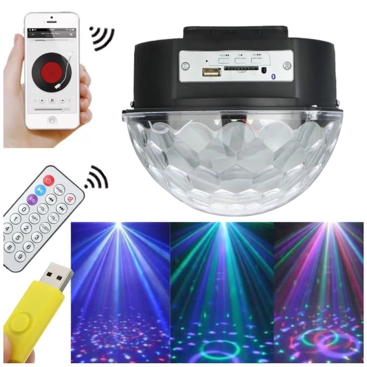 GENERICO - Bola Disco Led Bluetooth Ritmica Con Parlantes Fiestas