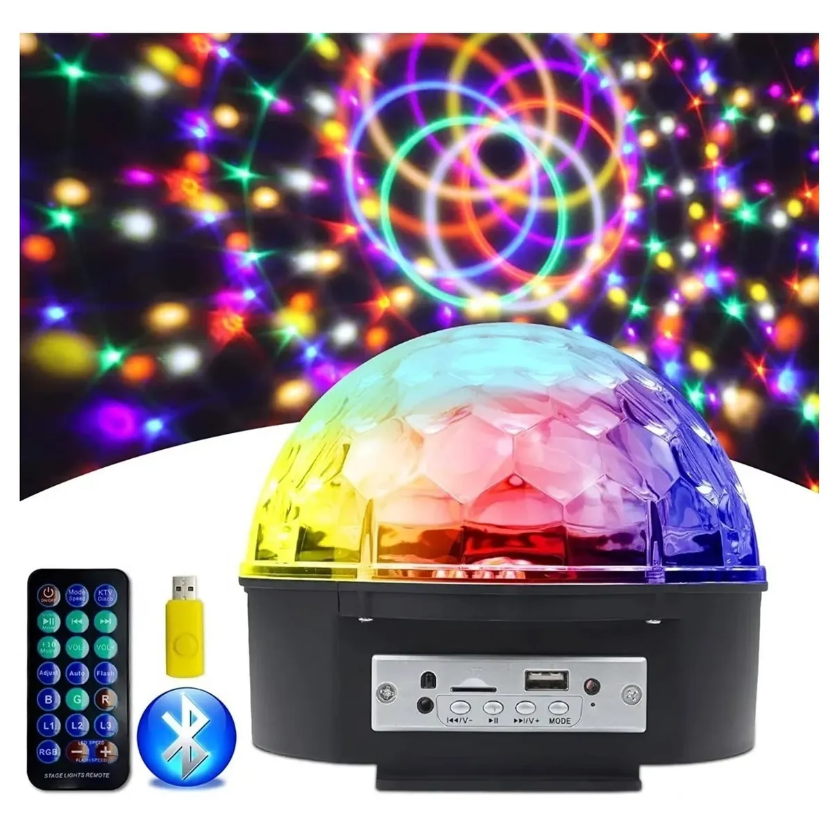GENERICO - Bola Disco Led Bluetooth Ritmica Con Parlantes Fiestas