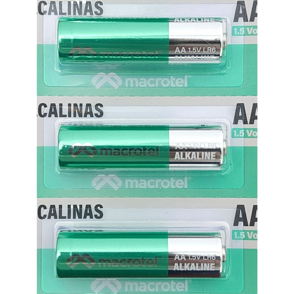MACROTEL - Pack 5 Pilas Alcalinas AA Prepicadas 1.5 Volt Macrotel