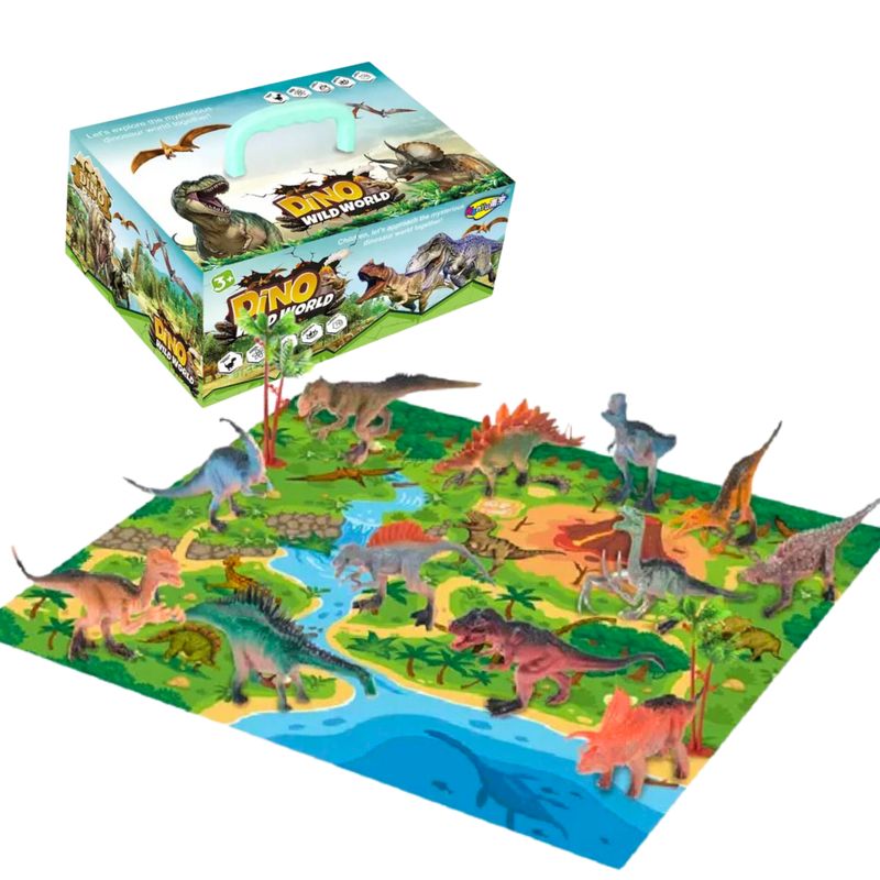 GENERAC - Dino Park Juego 12 Dinosaurios Con Alfombra De 70 X 80 Cm