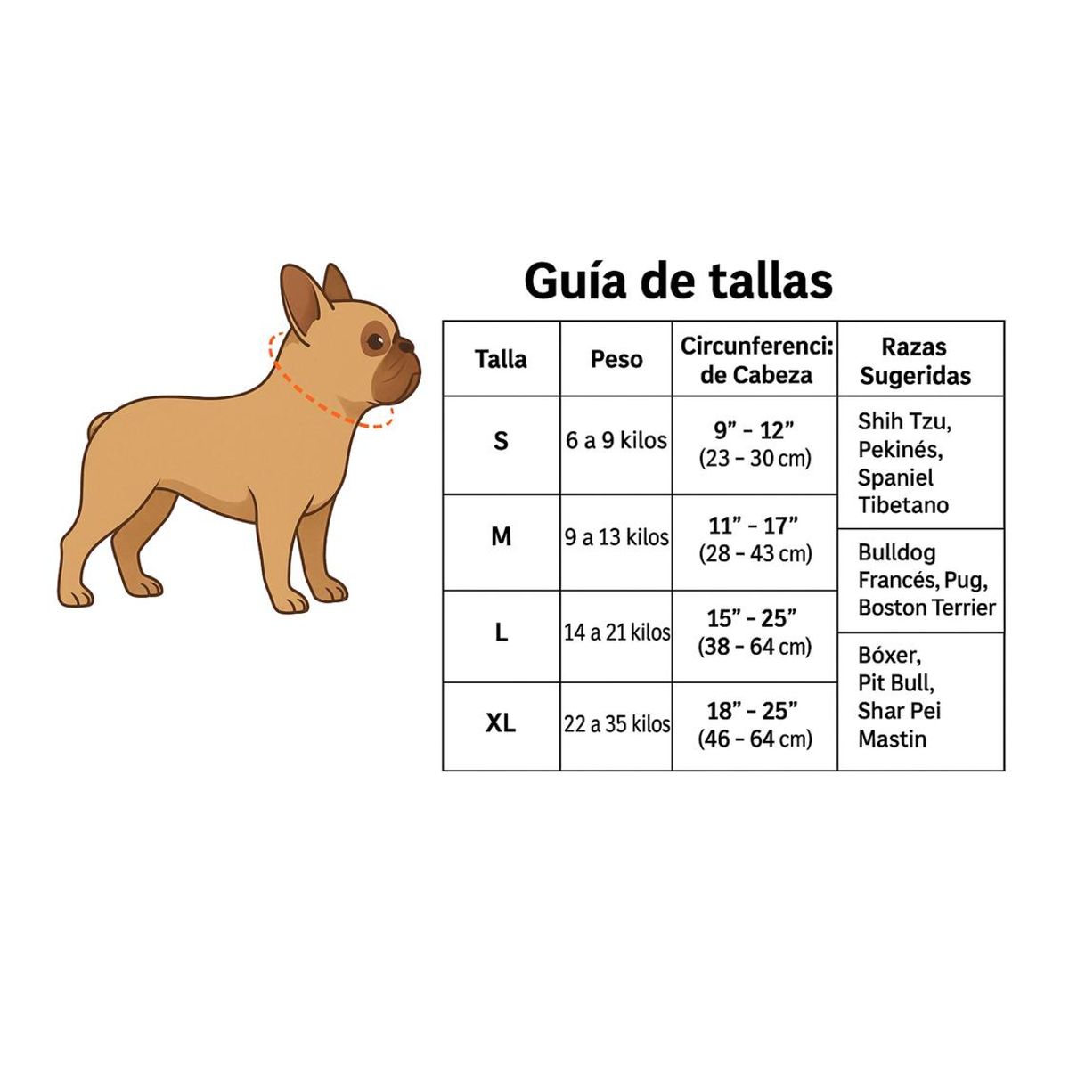 GENERICO - Bozal perros Grandres bulldog inglés Branquicefalos 22-35kg