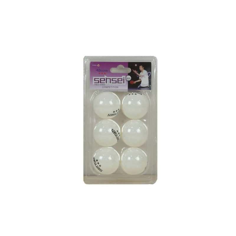 SENSEI - Pelota Ping Pong Sensei 3 Estrellas Blanco 6 u
