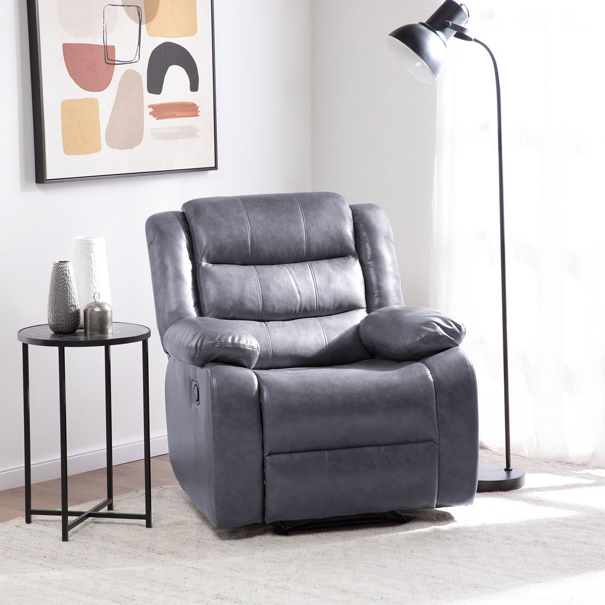 DANIELS - Berger Reclinable 1 Cuerpo Moderno Gris PU Berlin KM060RGR