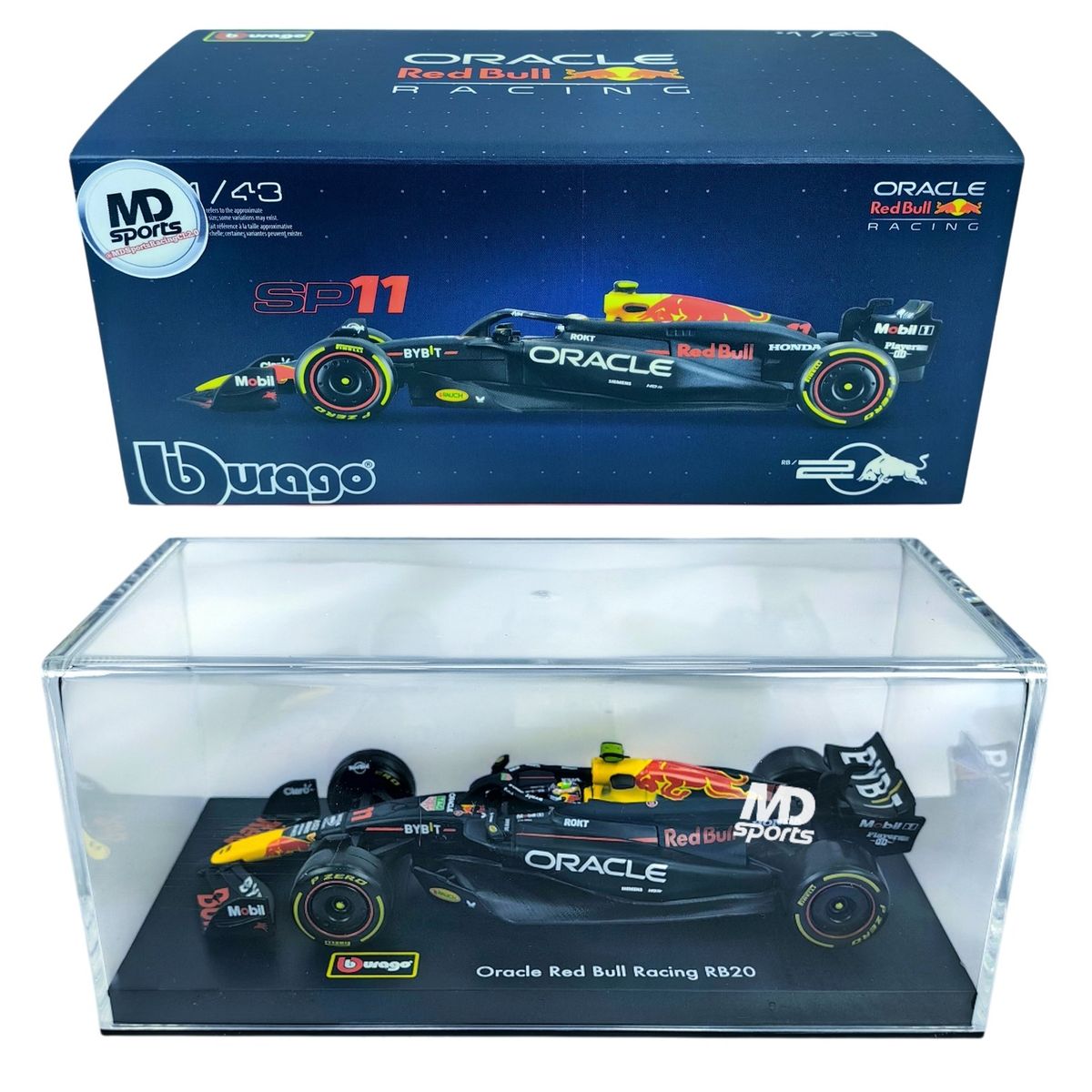 BBURAGO - Auto F1 RedBull RB20 2024 #11 Checo Perez Caja Acrilica 1:43