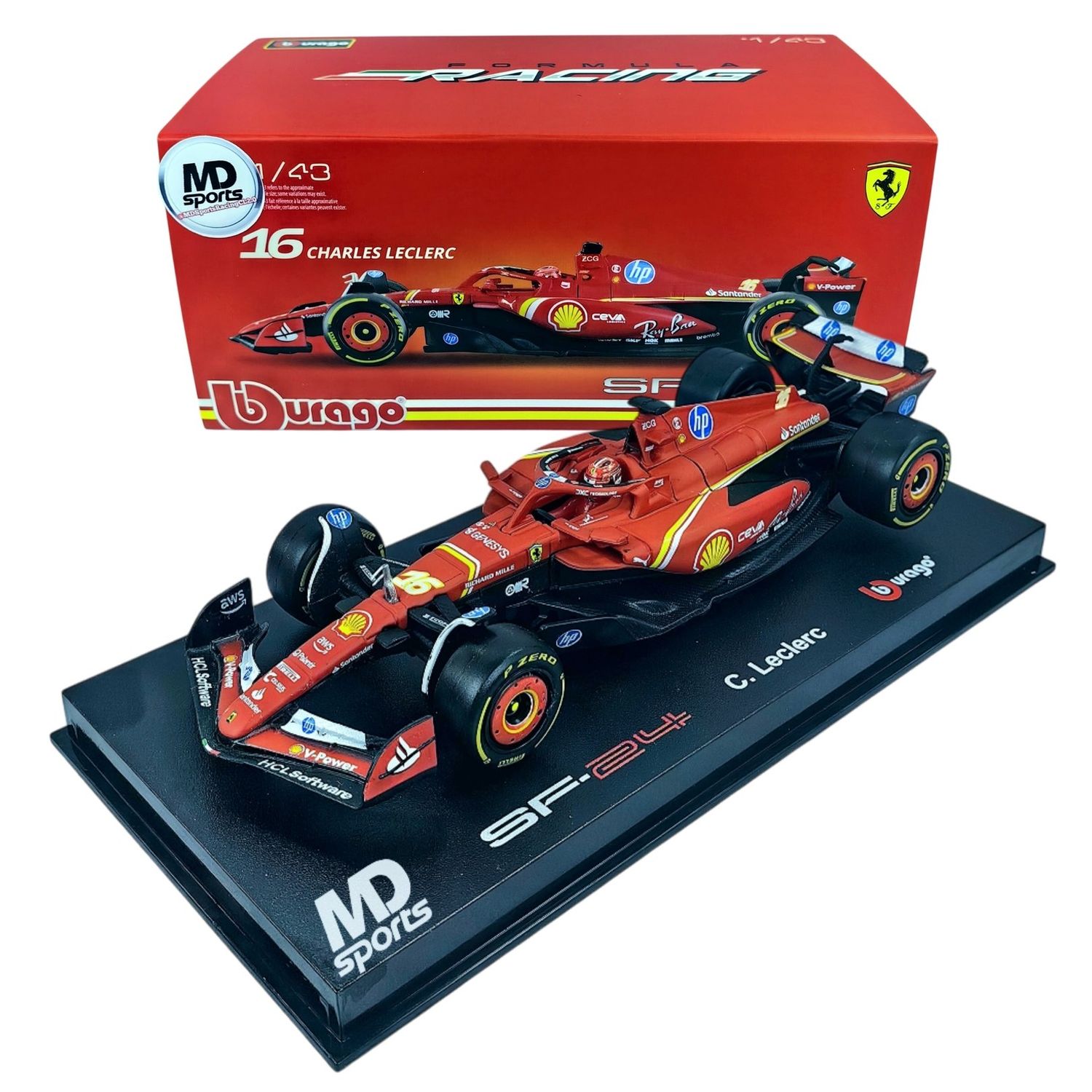Friars Club 朱色　一個 Auto F1 Ferrari Sf-24 2024 #16 Charles Leclerc Escala 1:43