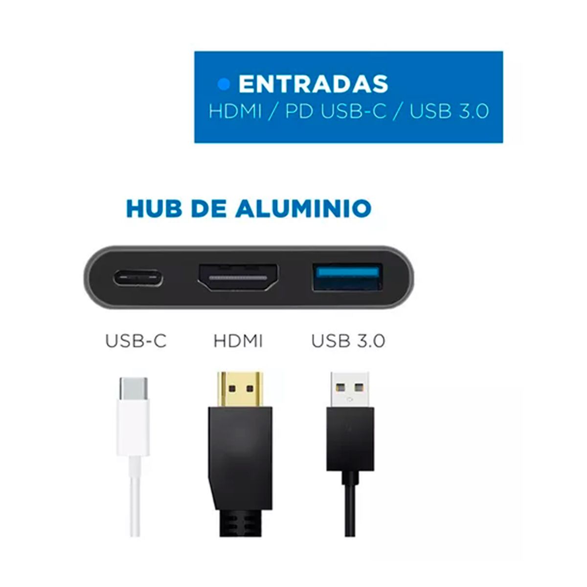 GENERICO - Hub Adaptador Usb Tipo C 3 En 1 Hdmi Mac