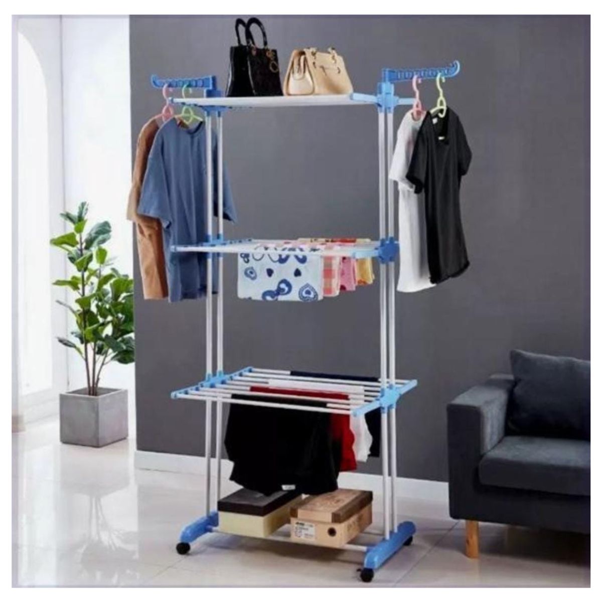 GENERICO - Tendedero Plegable 3 Niveles Extencible Para Ropa