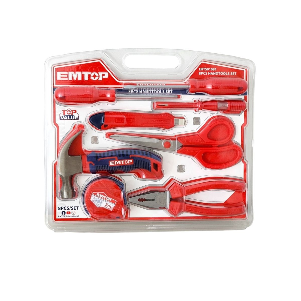 EMTOP - Pack de 8 Herramientas Manuales EHTS01081 EMTOP
