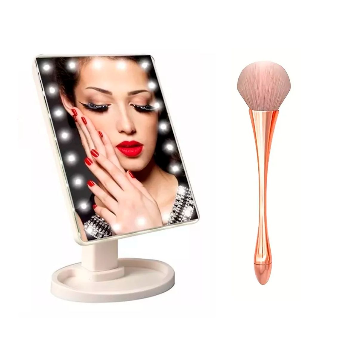 GENERICO - Espejo Luminiso De Maquillaje + Brocha De Maquillaje