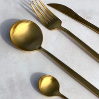 Set de Cubiertos 16 Piezas Dorado Acero Inoxidable 18/10