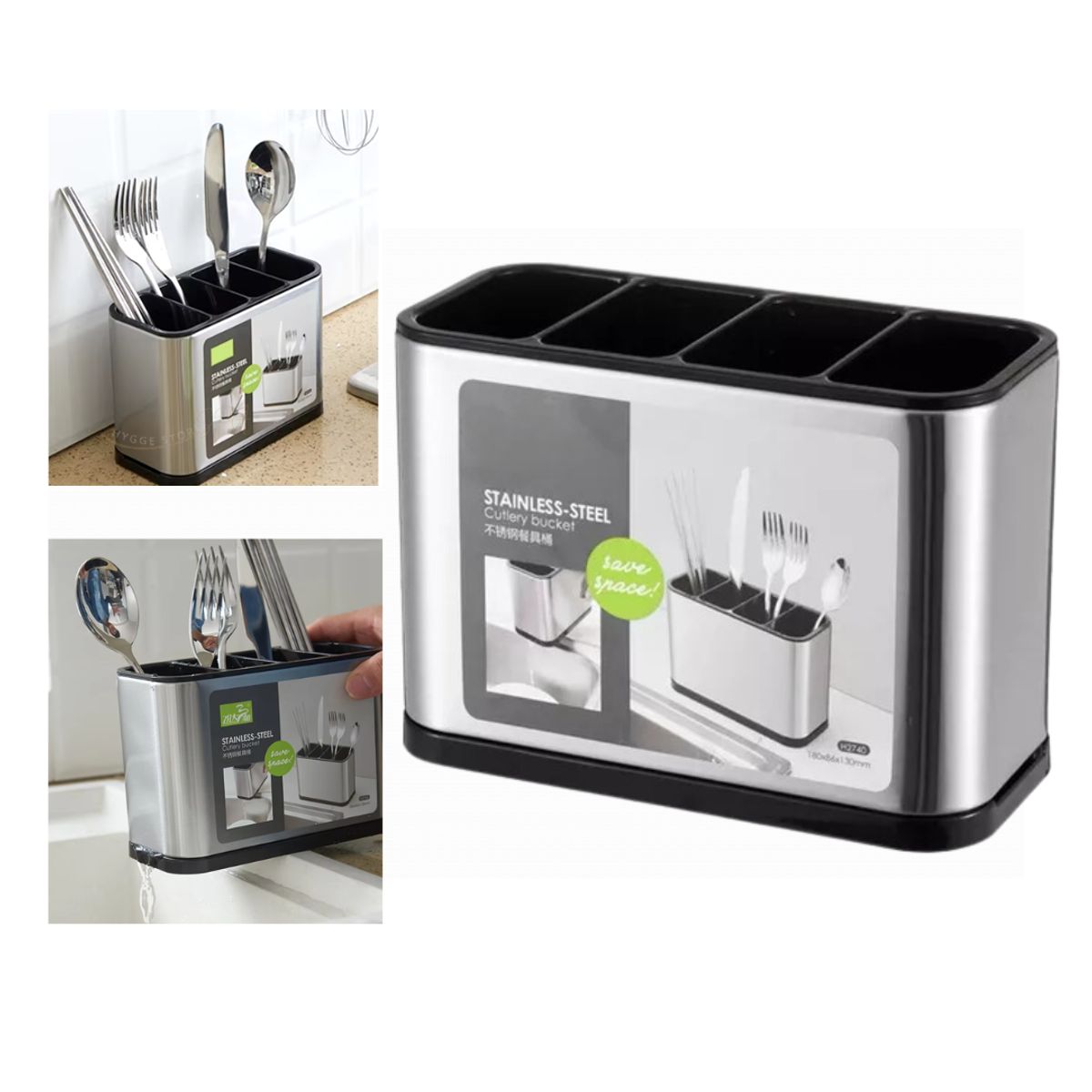 GENERICO - Soporte De Cubiertos Utensilios Cocina Acero Inoxidable