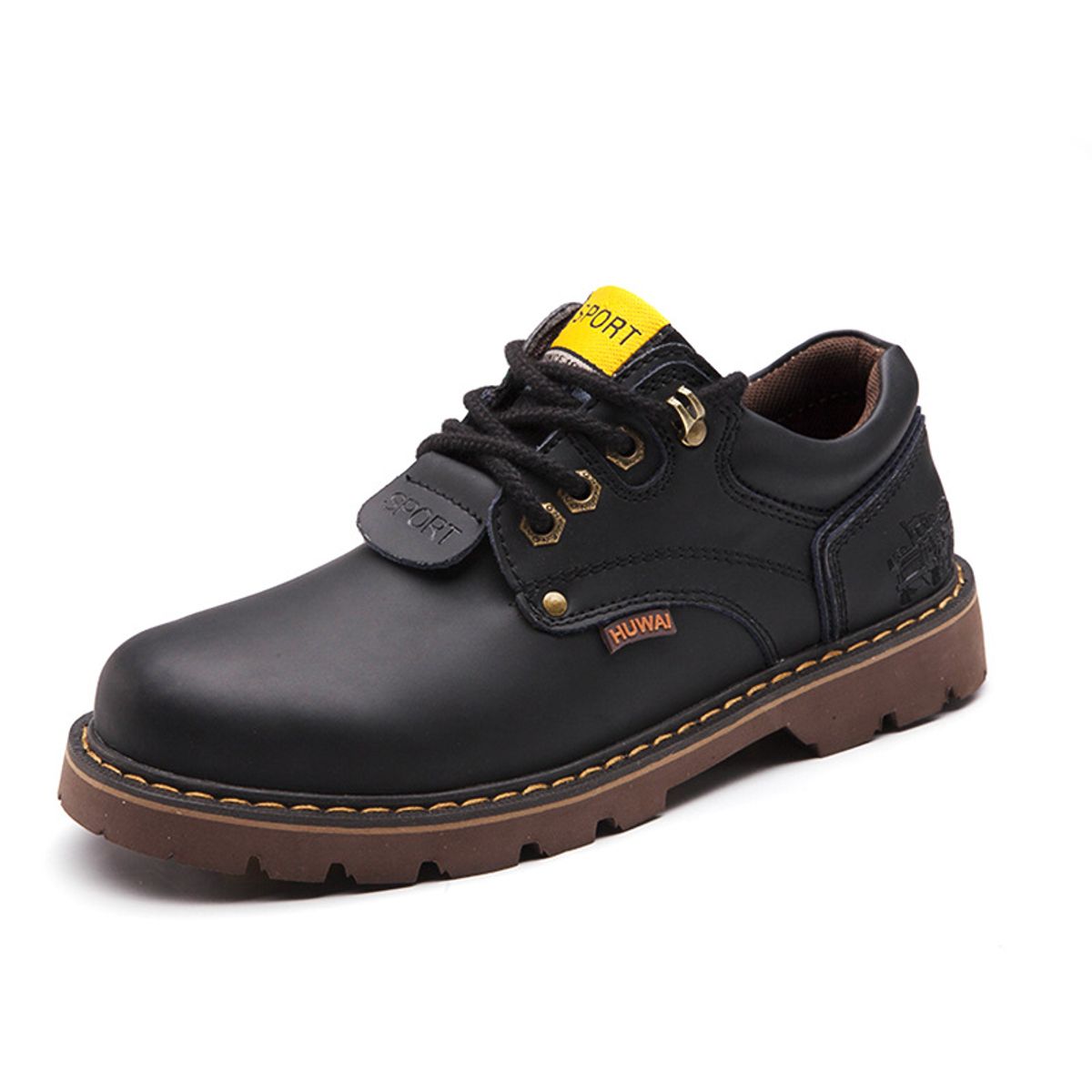 DANWEILE - Zapatos casuales de cuero de moda urbana - Negro