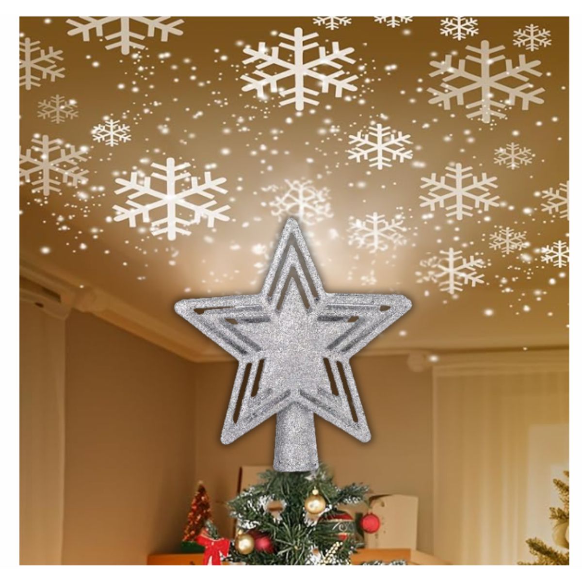 GENERICO - Estrella Navideña Para Árbol De Navidad Proyector Led 3D