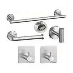 GENERICO - Set De 5 Accesorios De Baño Acero Inoxidable Plata
