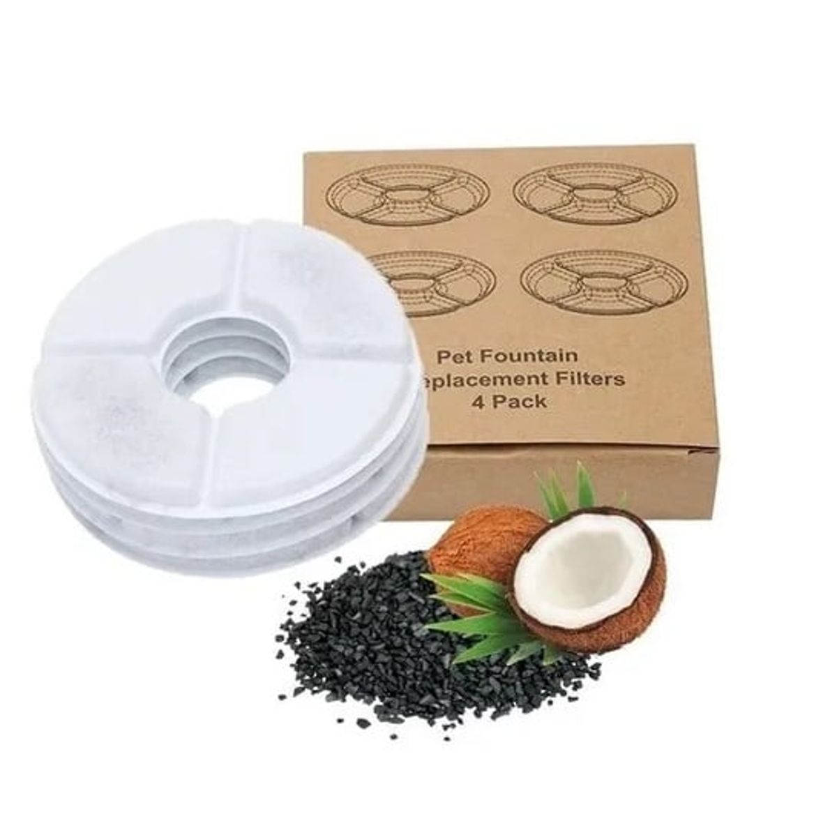 GENERICO - Repuesto Filtro Fuente Bebedero Agua Pack X4 Redondo