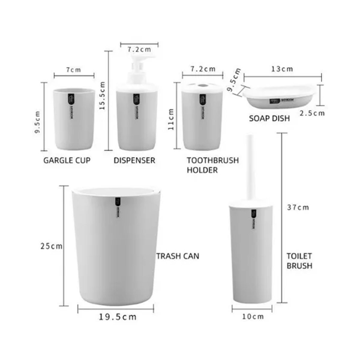 GENERICO - Juego De Baño De 6 Piezas Gris