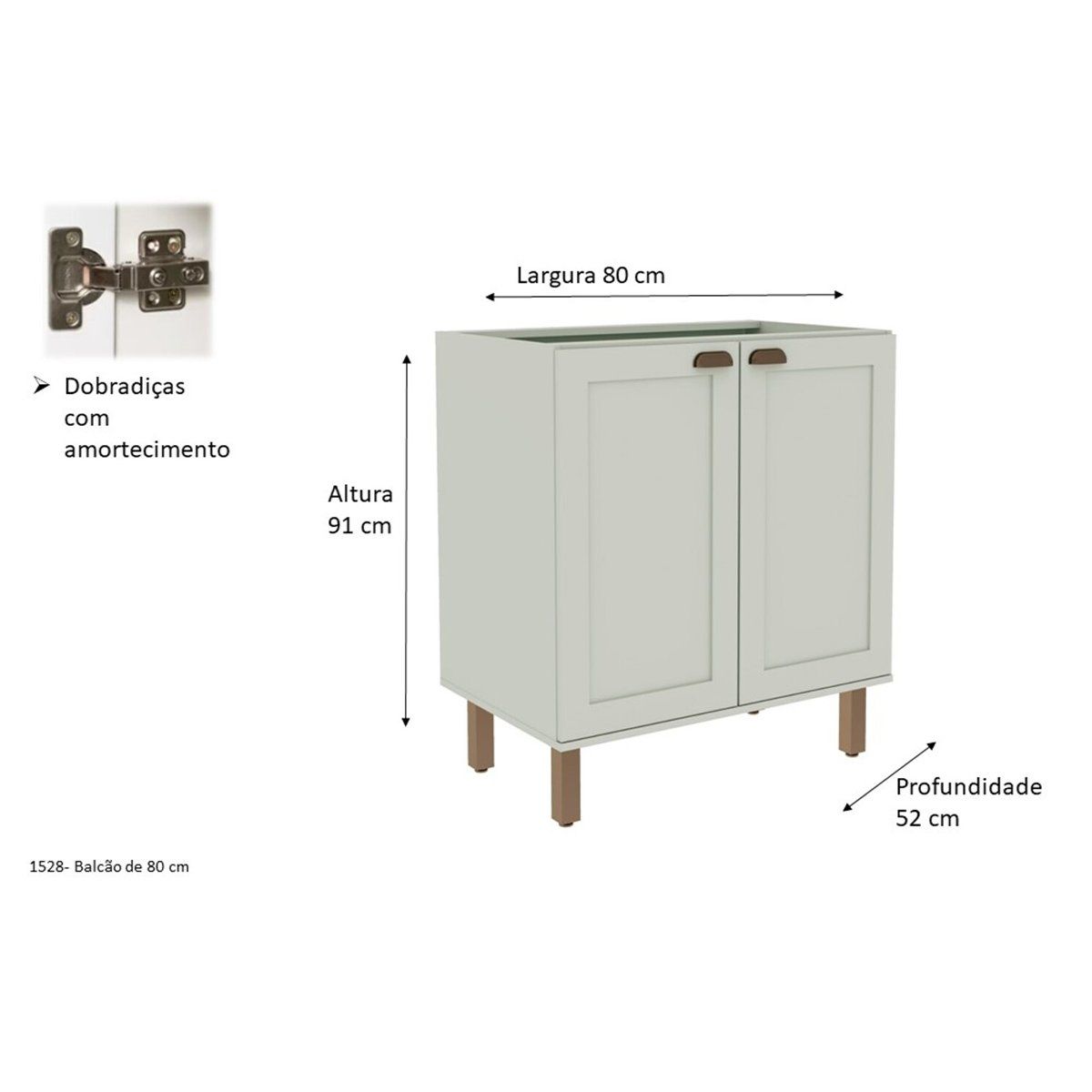DF HOME - Mueble Base 2 Puertas 800 Studio - Verde Menta 1529.0001