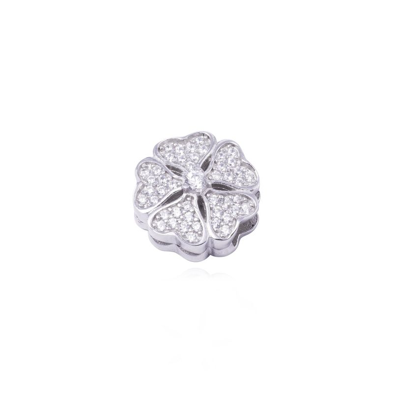 JB JOYAS BARON - Dije de Plata broche Trébol 5 hojas con Circonita