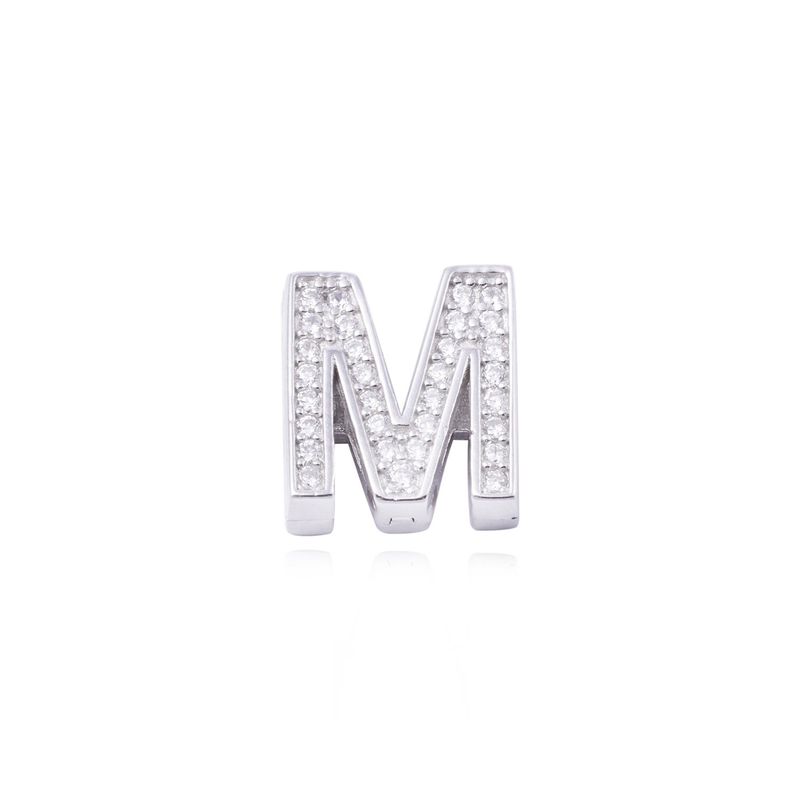 JB JOYAS BARON - Dije de Plata broche Letra M con Circonita