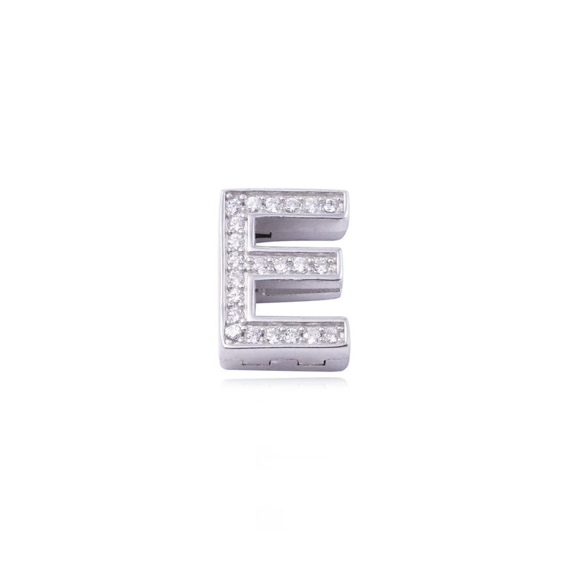 JB JOYAS BARON - Dije de Plata broche Letra E con Circonita