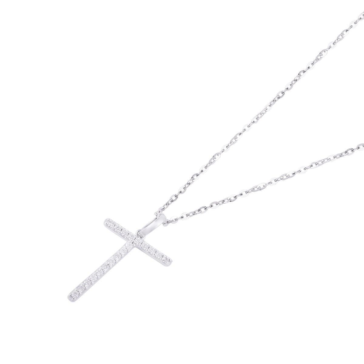 JB JOYAS BARON - Collar Oro Blanco 18kt Letra T de Brillantes