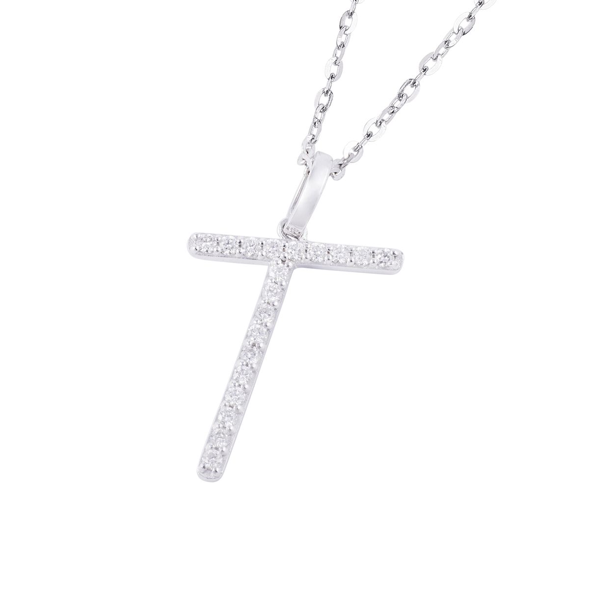 JB JOYAS BARON - Collar Oro Blanco 18kt Letra T de Brillantes